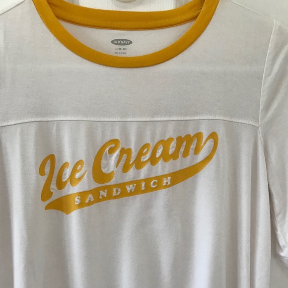 Old Navy white yellow amber Ice Cream Sandwich Tee Girls Size 10 / 12 Big Kids L - Picture 2 of 10